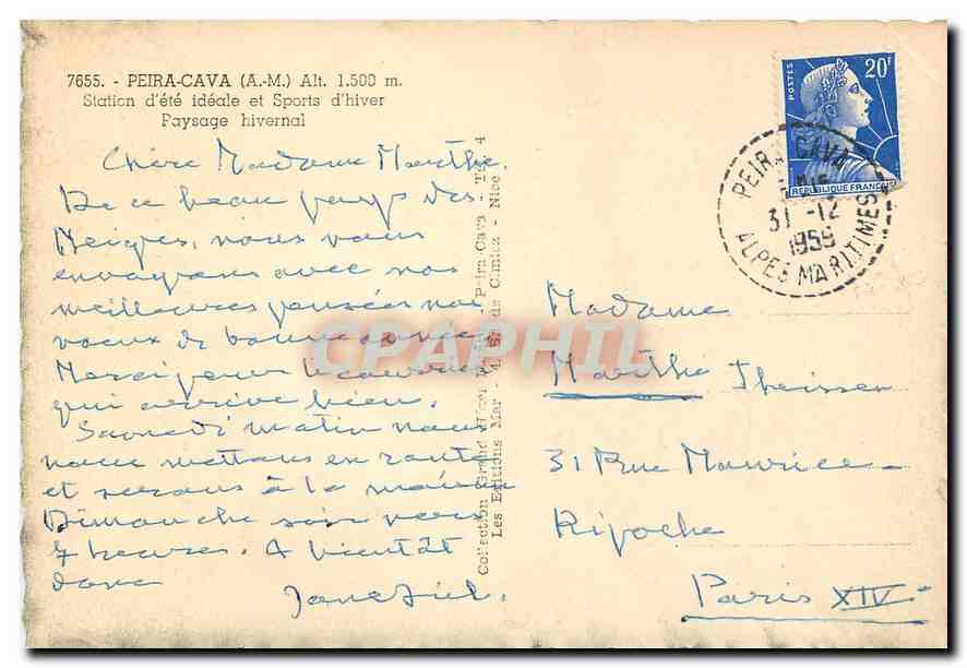 CPM Peira Cava AM Station d'ete ideale et Sports d'hiver  — Verso