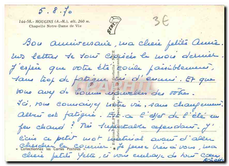CPM Mougins AM Chapelle Notre dame de Vie  — Rückseite