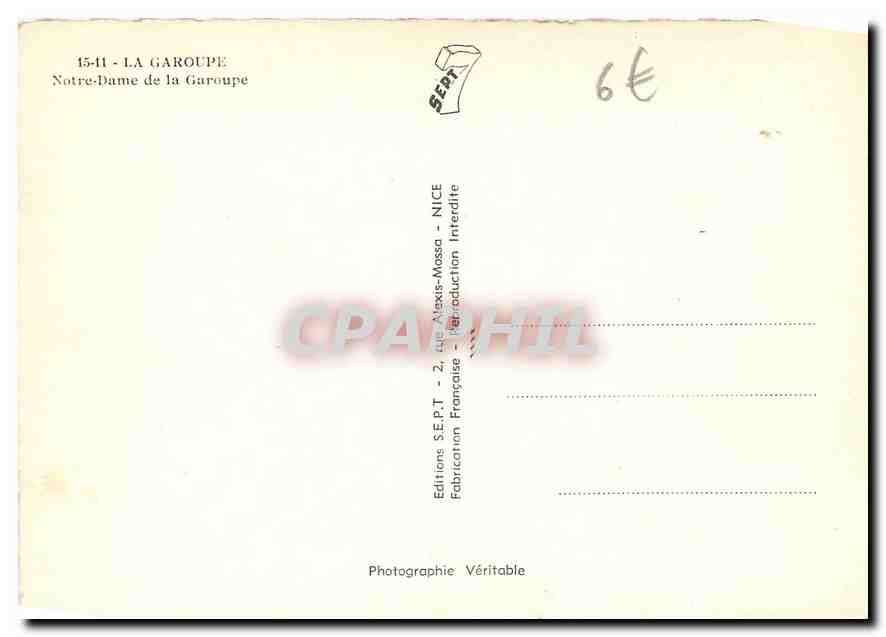 CPM La Garoupe Notre Dame de la Garoupe  — Rückseite