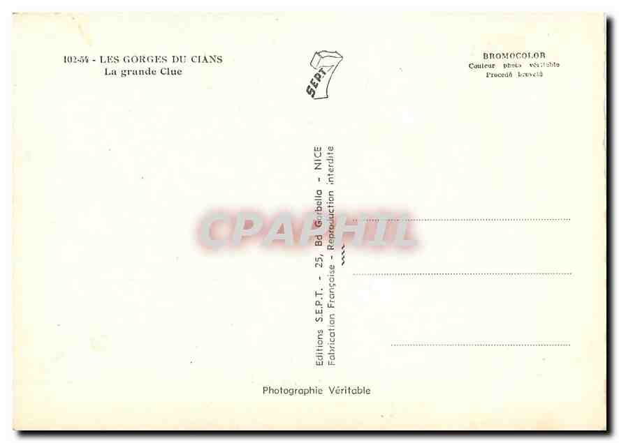 CPM Les Gorges du Cians La grande Clue  — Rückseite