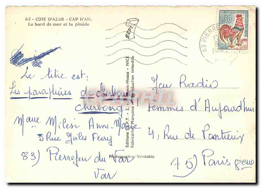 CPM Cote d'Azur Cap d'Ail Le bord de mer et la pinede  — Rückseite
