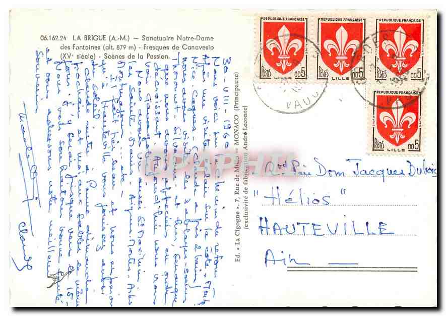 CPM La Brigue AM Sanctuaire Notre Dame des Fontaines  — Verso
