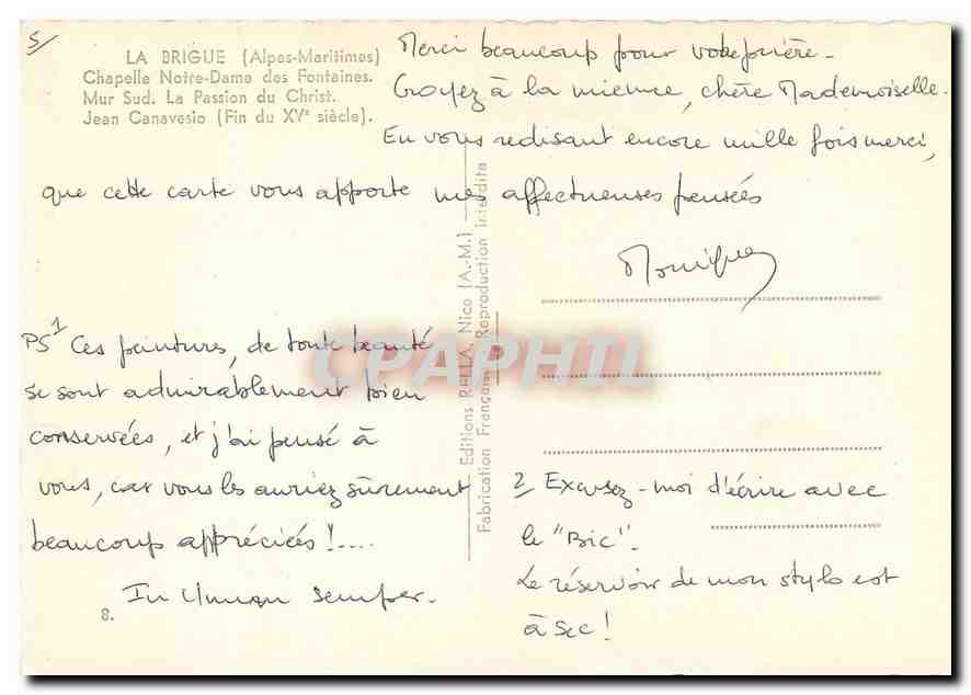 CPM La Brigue Alpes Maritimes Chapelle Notre Dame des Fontaines  — Rückseite