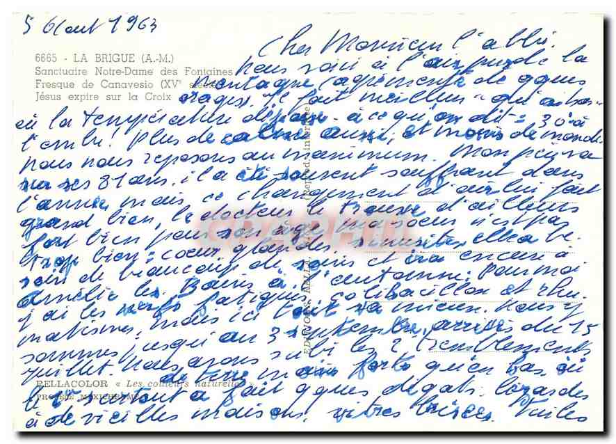 CPM La Brigue AM Sanctuaire Notre Dame des Fontaines  — Verso