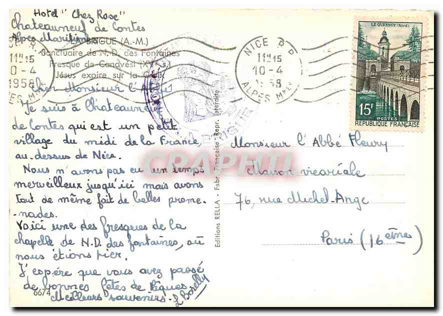 CPM La Brigue AM Sanctuaire de ND des Fontaines  — Rückseite