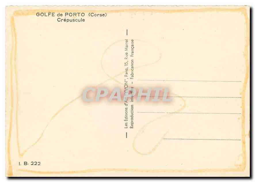 CPM Golfe de Porto Corse Crepuscule  — Rückseite