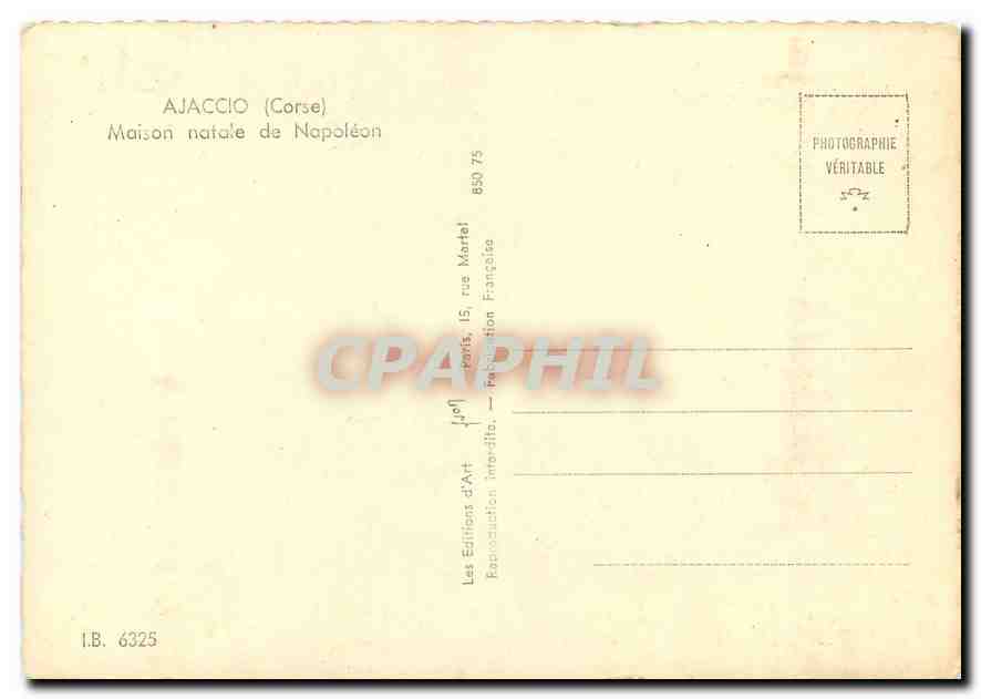 CPM Ajaccio Corse Maison natale de Napoleon  — Rückseite