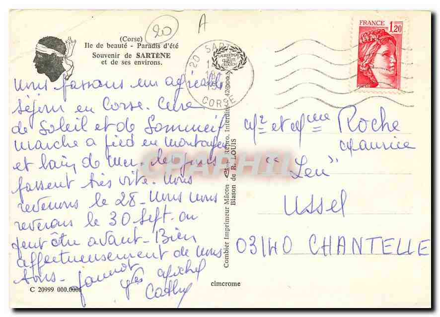CPM Corse Ile de Beaute Paradis d'ete Souvenir de Sartene et de ses environs  — Rückseite
