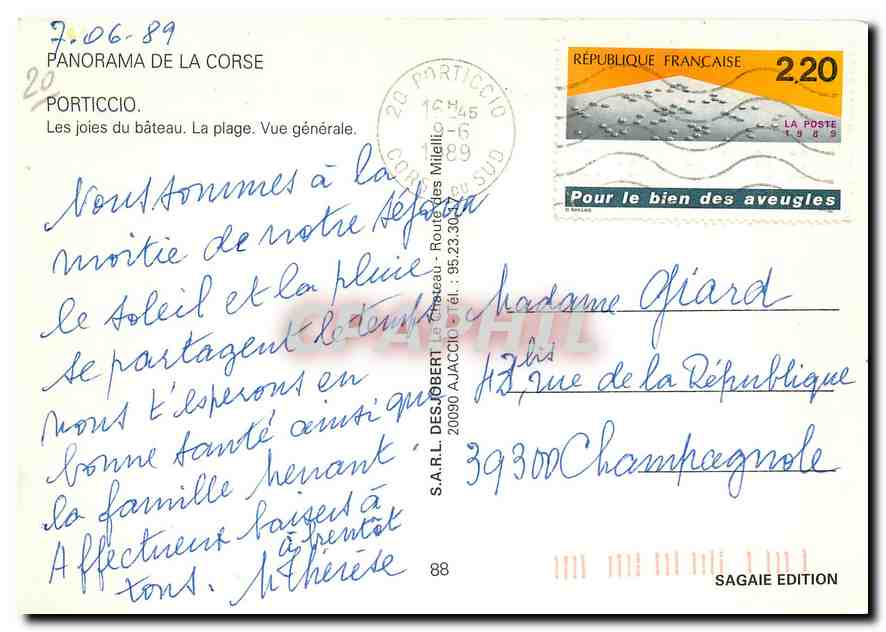 CPM Panorama de la Corse Porticcio Les joies du bateau  — Verso