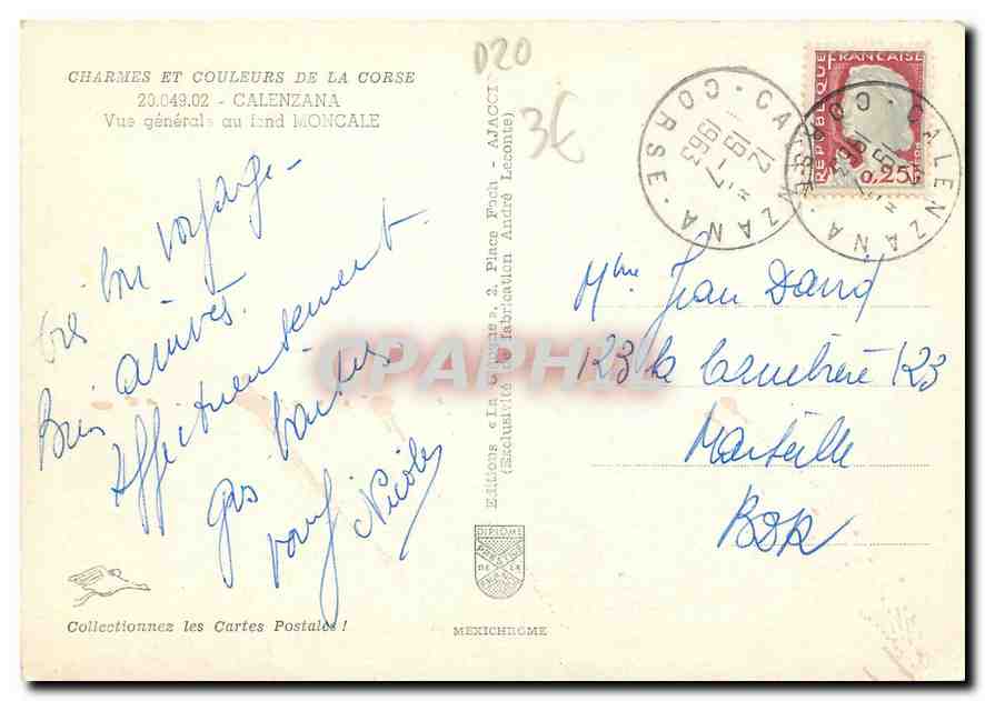 CPM Charmes et Couleurs de la Corse Calenzana Vue generale  — Rückseite