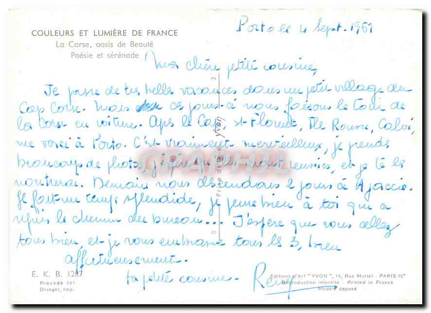 Scène de village corse — Poésie et sérénade — Éditions d'art YVON — Rückseite
