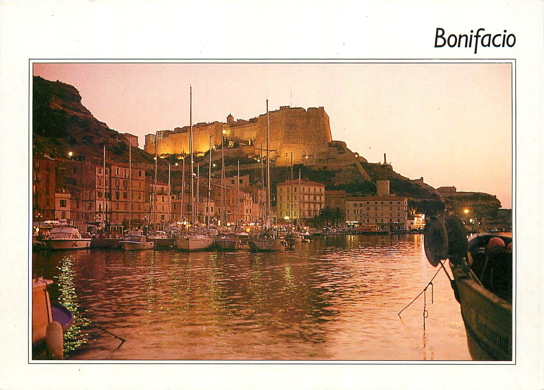 CPM Bonifacio Corse Le vieux port la nuit 