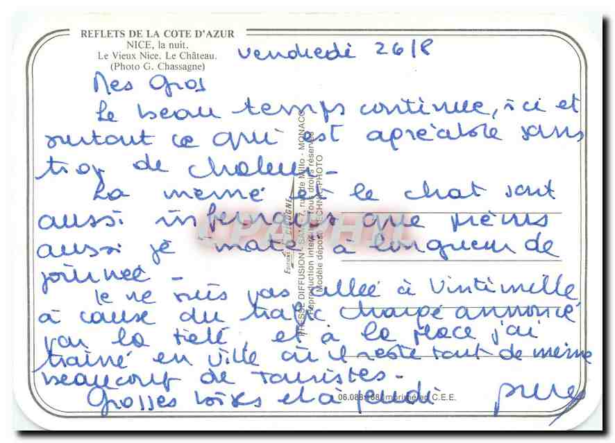 CPM Nice la nuit Le vieux Le Chateau  — Rückseite