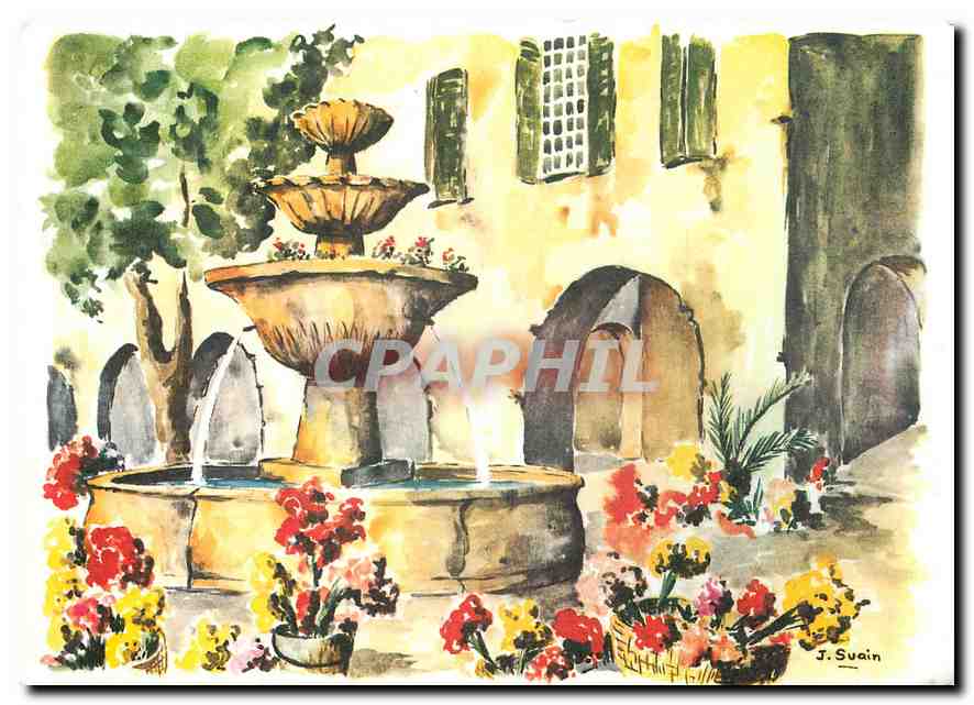 CPM Les Aquarelles a Provence Cote d'Azur Jolie fontaine fleurie 