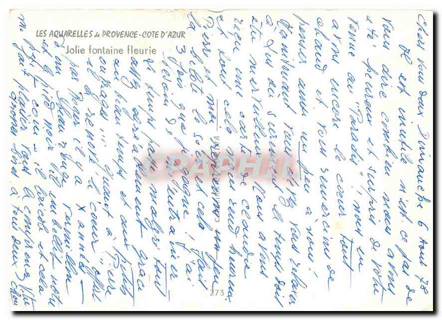 CPM Les Aquarelles a Provence Cote d'Azur Jolie fontaine fleurie  — Verso