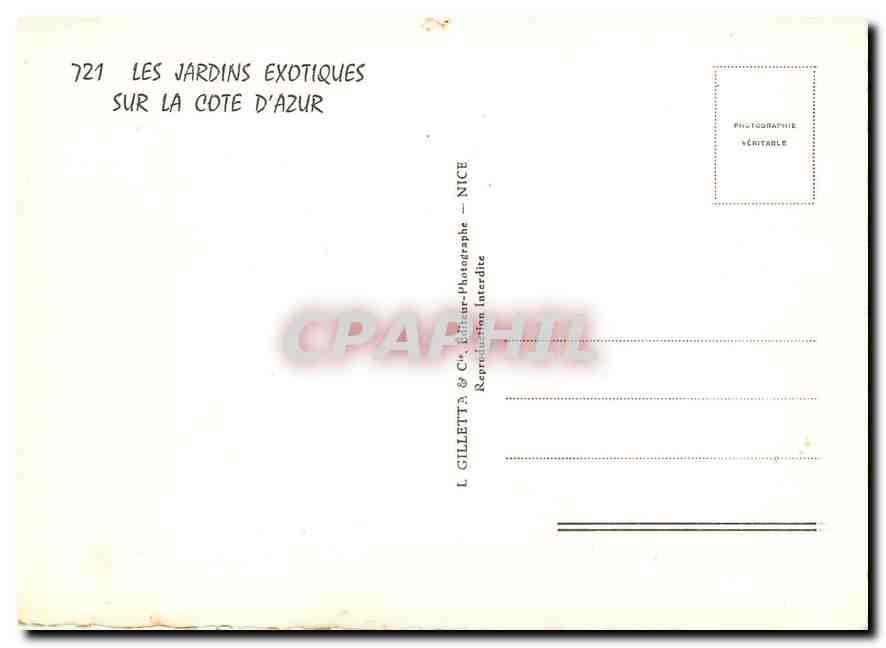 CPM Les Jardins Exotiques sur la Cote d'Azur  — Verso