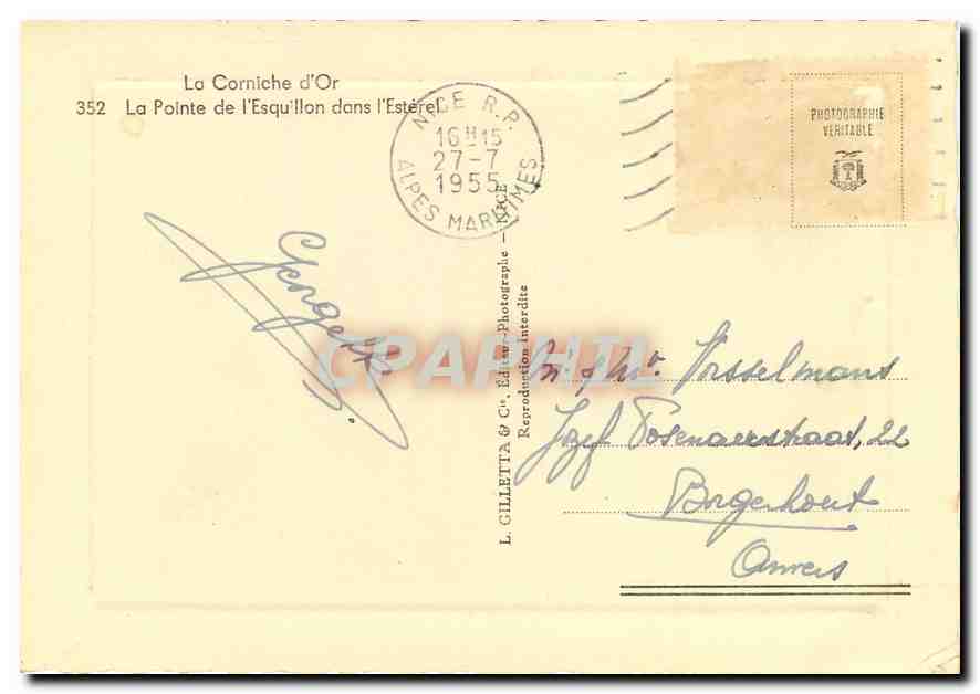 CPM La Corniche d'Or La Pointe de l'Esquillon dans l'Esterel  — Verso