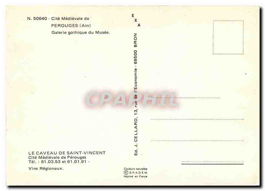 CPM Cite Medievale de Perouges Ain Galerie gothique du Musee  — Rückseite
