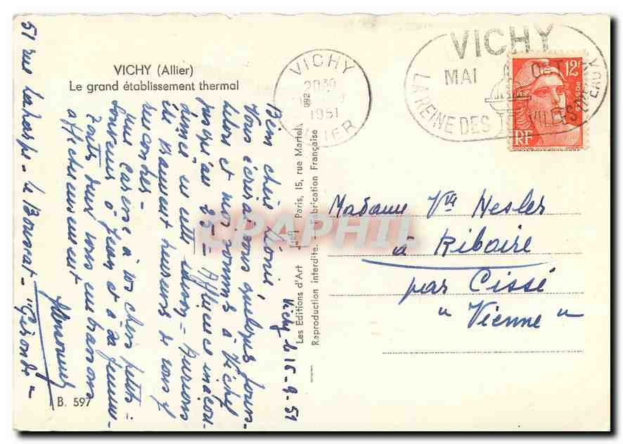 CPM Vichy Allier Le grand etablissement thermal  — Rückseite