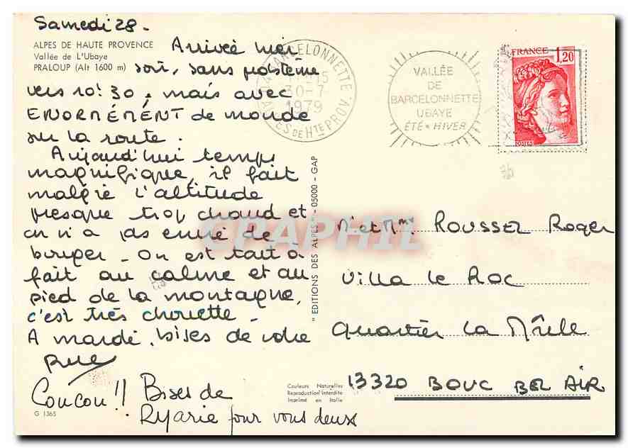 CPM Alpes de Haute Provence Vallee de l'Ubaye  — Rückseite