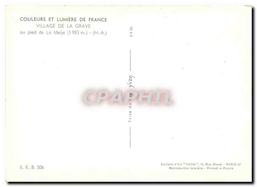 Village de La Grave — au pied de La Meije (3 983 m.) — Éditions d'Art YVON — Reverso