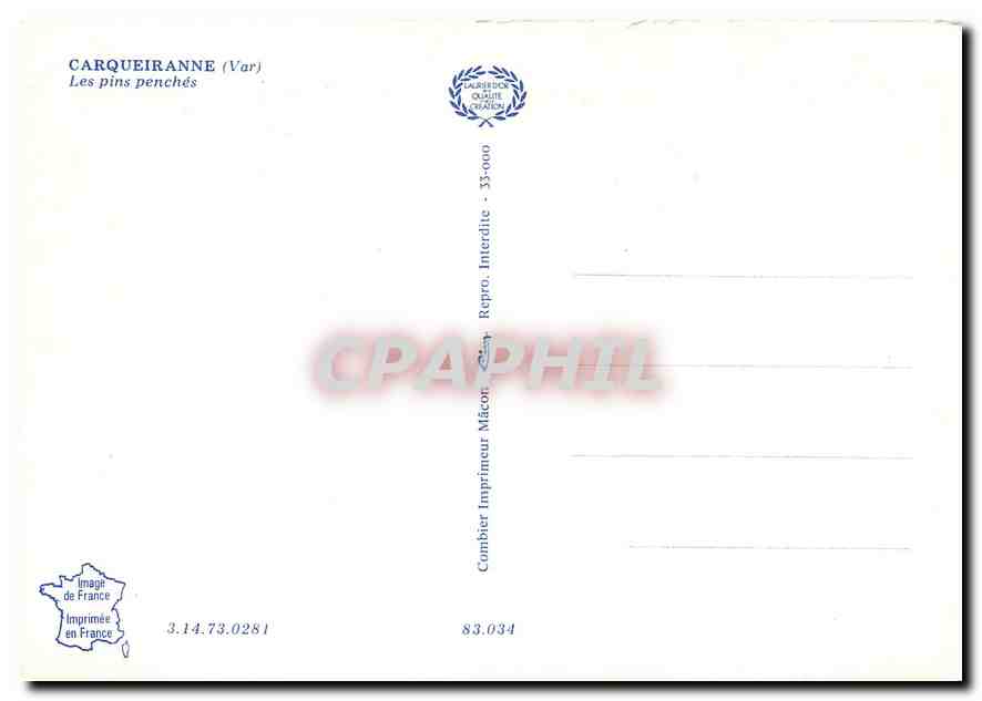 CPM Carqueiranne Var Les pins penches  — Rückseite