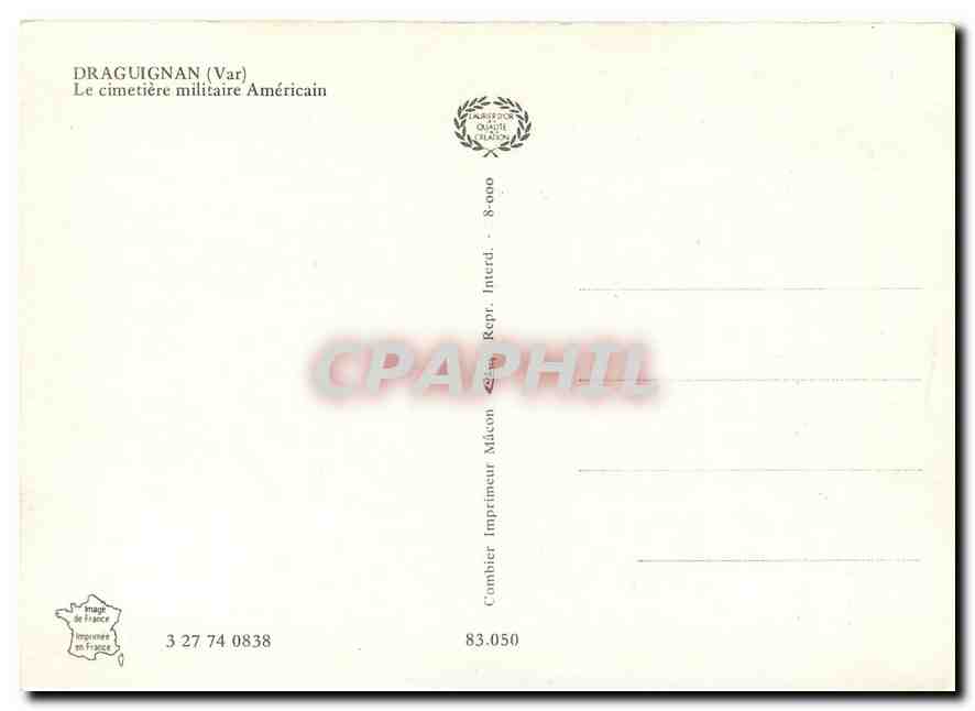 CPM Draguignan Var Le cimetiere Americain  — Rückseite