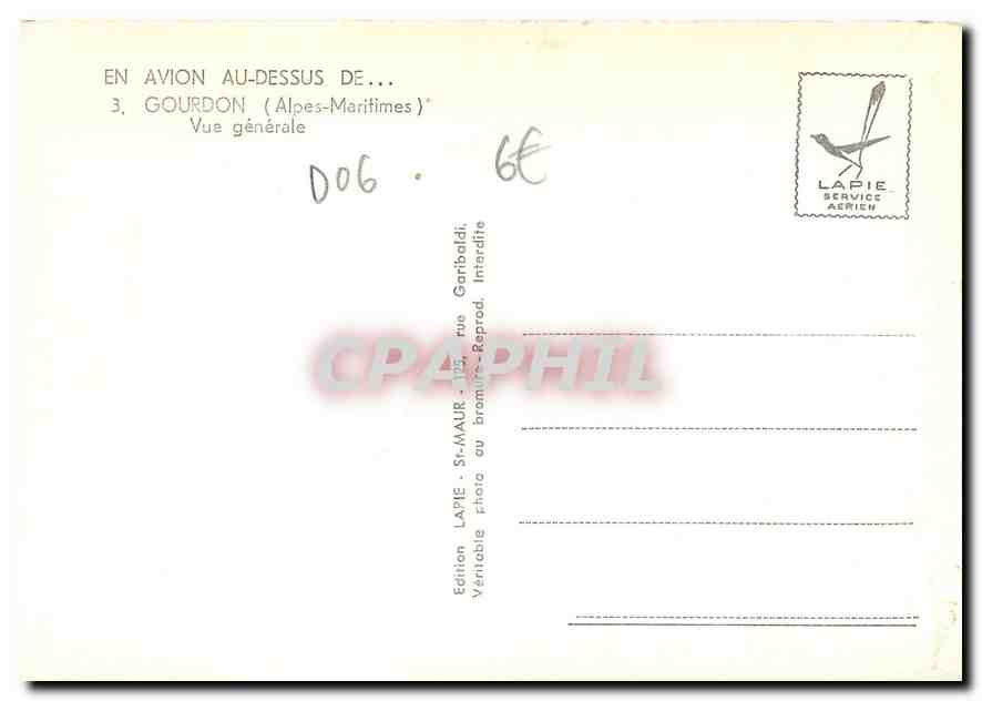 CPM Gourdon Alpes Maritimes Vue generale  — Rückseite