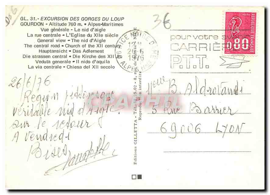 CPM Gourdon Alpes Maritimes Vue generale  — Rückseite