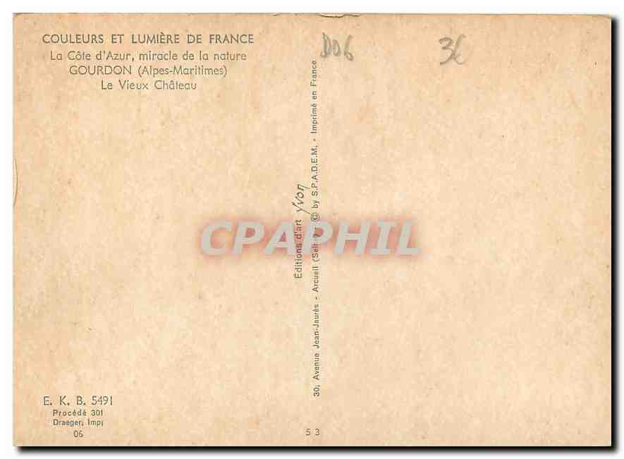CPM Gourdon Alpes Maritimes Le Vieux Chateau  — Verso