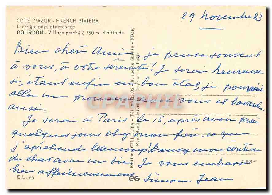 CPM Gourdon Cote d'Azur French Riviera L'arriere pays pittoresque  — Rückseite