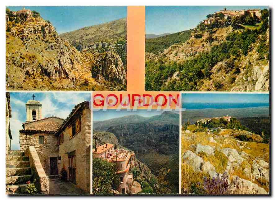 CPM Gourdon La Sarrazine Alpes Maritimes Village perche a la pointe d'un eperon rocheux 