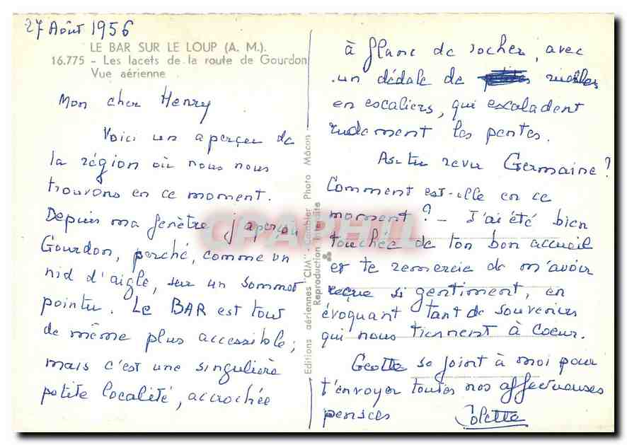 Le Bar sur le Loup — Luftbild — Éditions CIM — Rückseite
