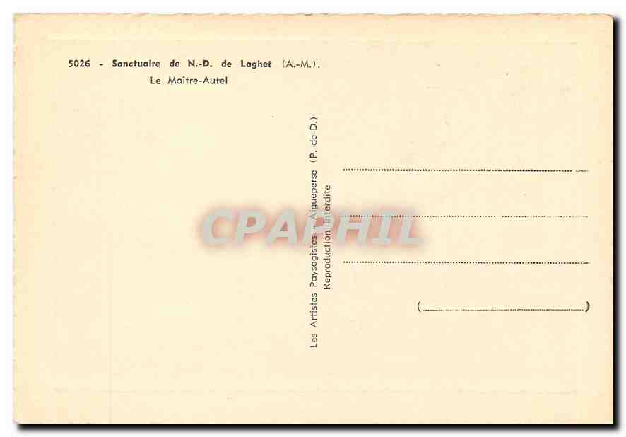 CPM Sanctuaire de ND de Laghet AM Le Maitre Autel  — Verso