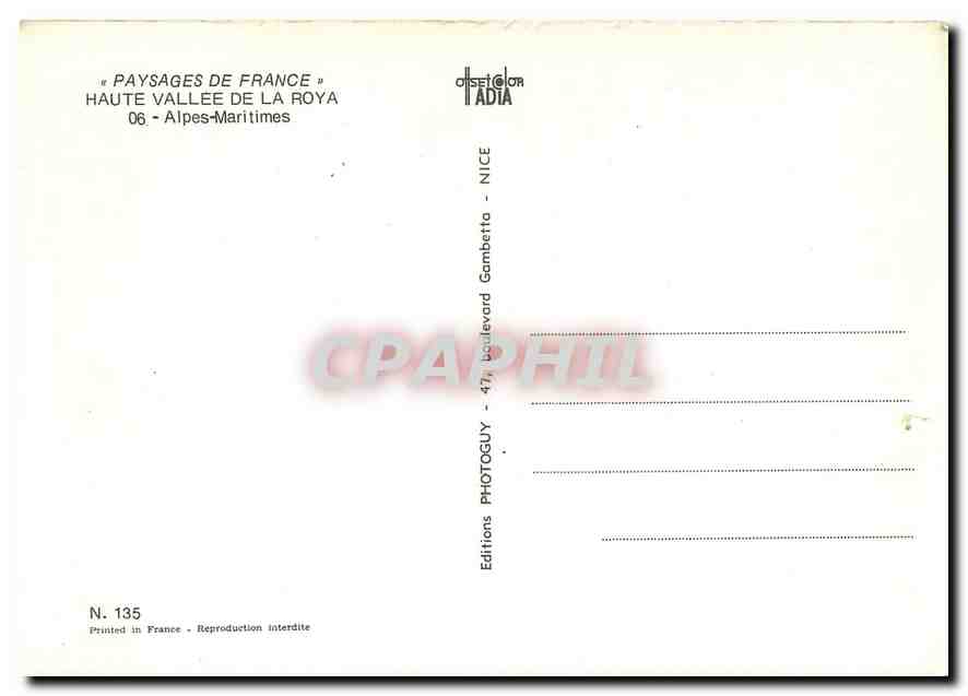 CPM Haute Vallee de la Roya Alpes Maritimes  — Rückseite