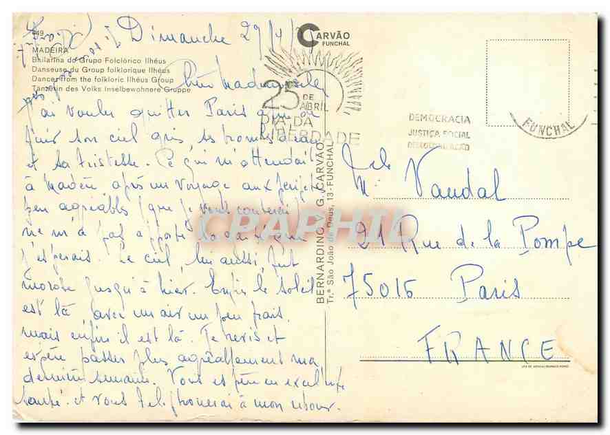 CPM Madeira Grupo Folclorica liheus  — Rückseite