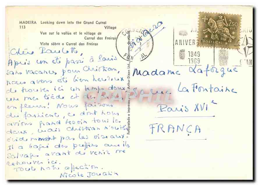 CPM Madeira Vue sur la vallee et le village de Curral das Freiras  — Rückseite