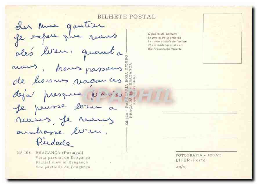 CPM Braganca Portugal Vue partielle de Braganca  — Rückseite