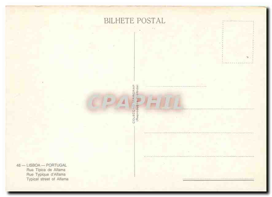 CPM Lisboa Portugal Rue Typique d'Alfama  — Rückseite