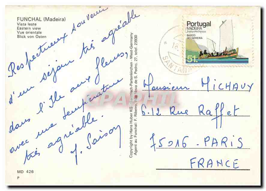 CPM Funchal Madeira Vue orientale  — Back