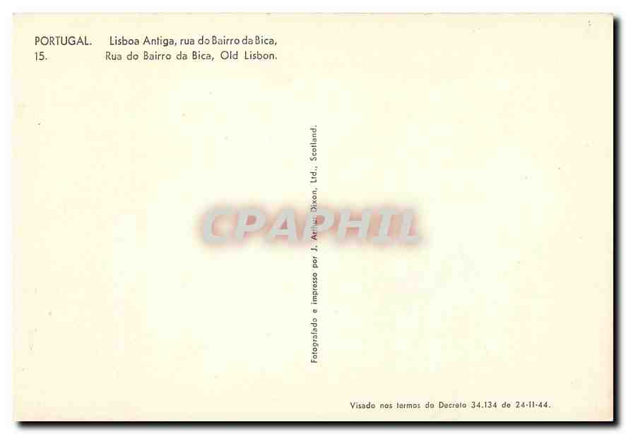 CPM Portugal Lisboa Antiga rua do Bairro da Bica  — Rückseite