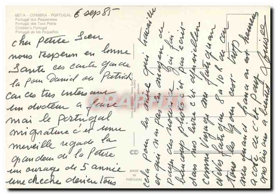 CPM Coimbra Portugal Portugal des Tout Petits  — Rückseite