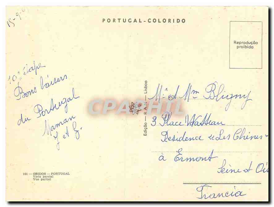 CPM Obidos Portugal Vue partiel  — Back