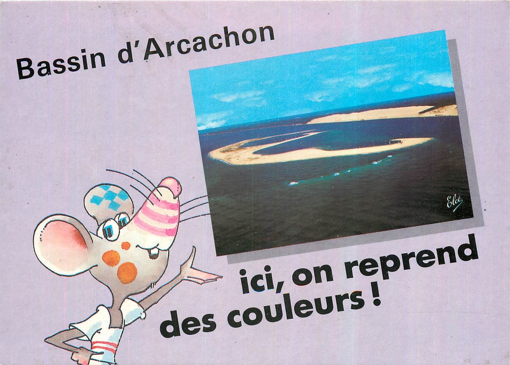 Bassin d'Arcachon — avec personnage de la série 'Bassine Mouse' — Éditeur Élécé, n° 33 3553