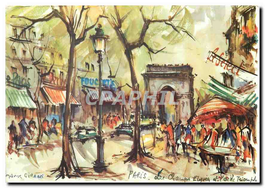 CPM Paris Les Champs Elysees et l'Arc de Triomphe