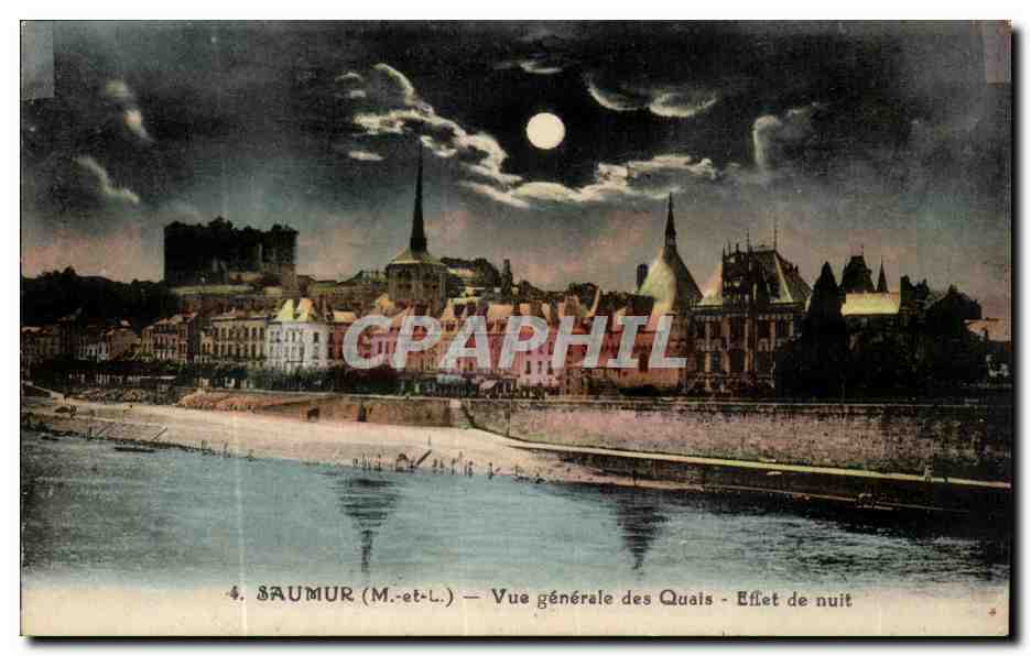 Saumer-Vue Generale des Quais-Effet de nuit- CPA