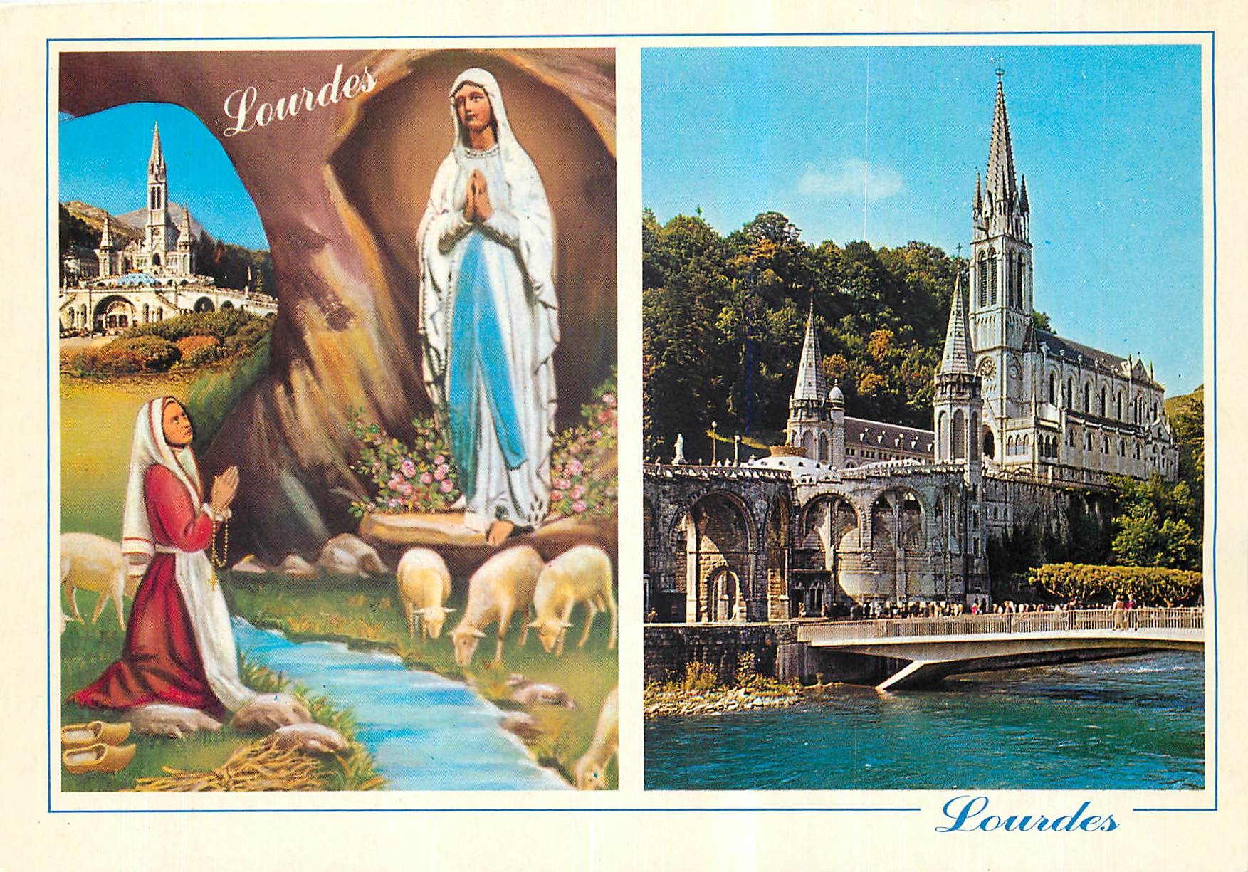 CPM Lourdes La Basilique et l'Apparition 