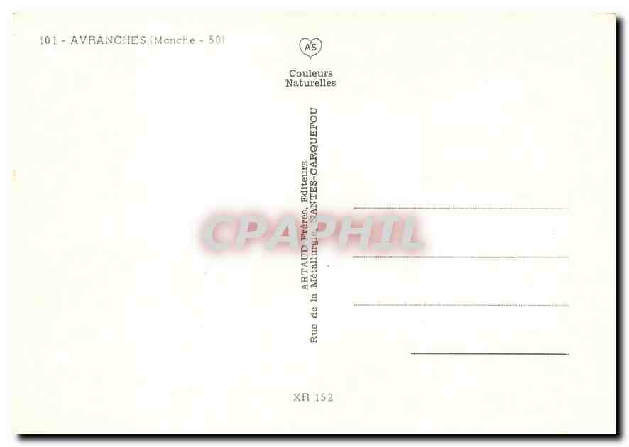 Avranches — Jardin des Plantes, cathédrale, monument Patton, bassin — éditeur Arttaud, série 101 — Reverso