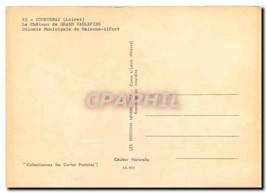 CPM Courtenay Loiret Le Chateau de Grand Vaulxfins  — Rückseite