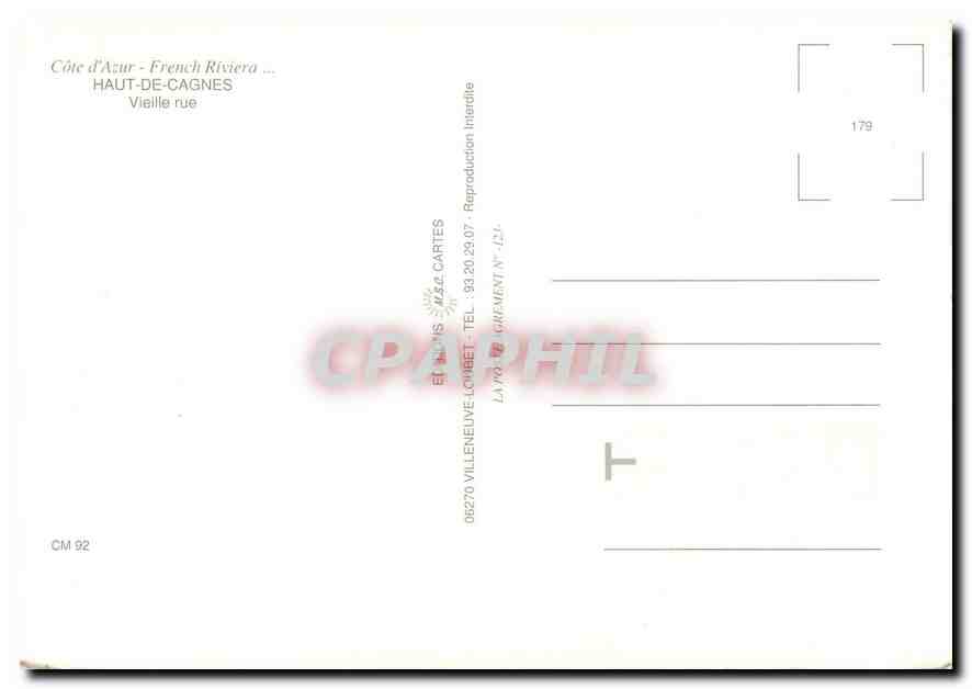 CPM Cote d'Azur French Riviera Haut de Cagnes Vieille rue  — Verso